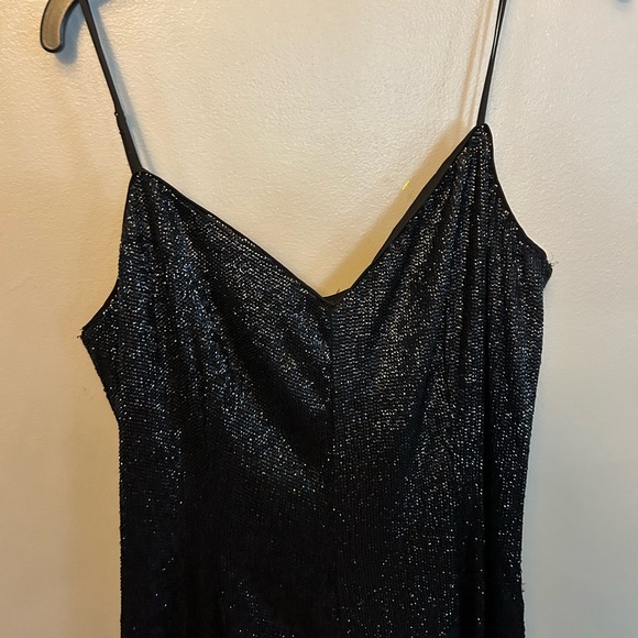 Rachel Zoe jumpsuit - black all over sequins wide leg sleeveless - Picture 4 of 12